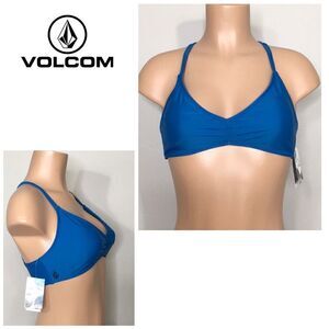 New. Volcom blue bikini top. Large